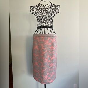 Catherine Malandrino skirt in pink and gray with burnout design